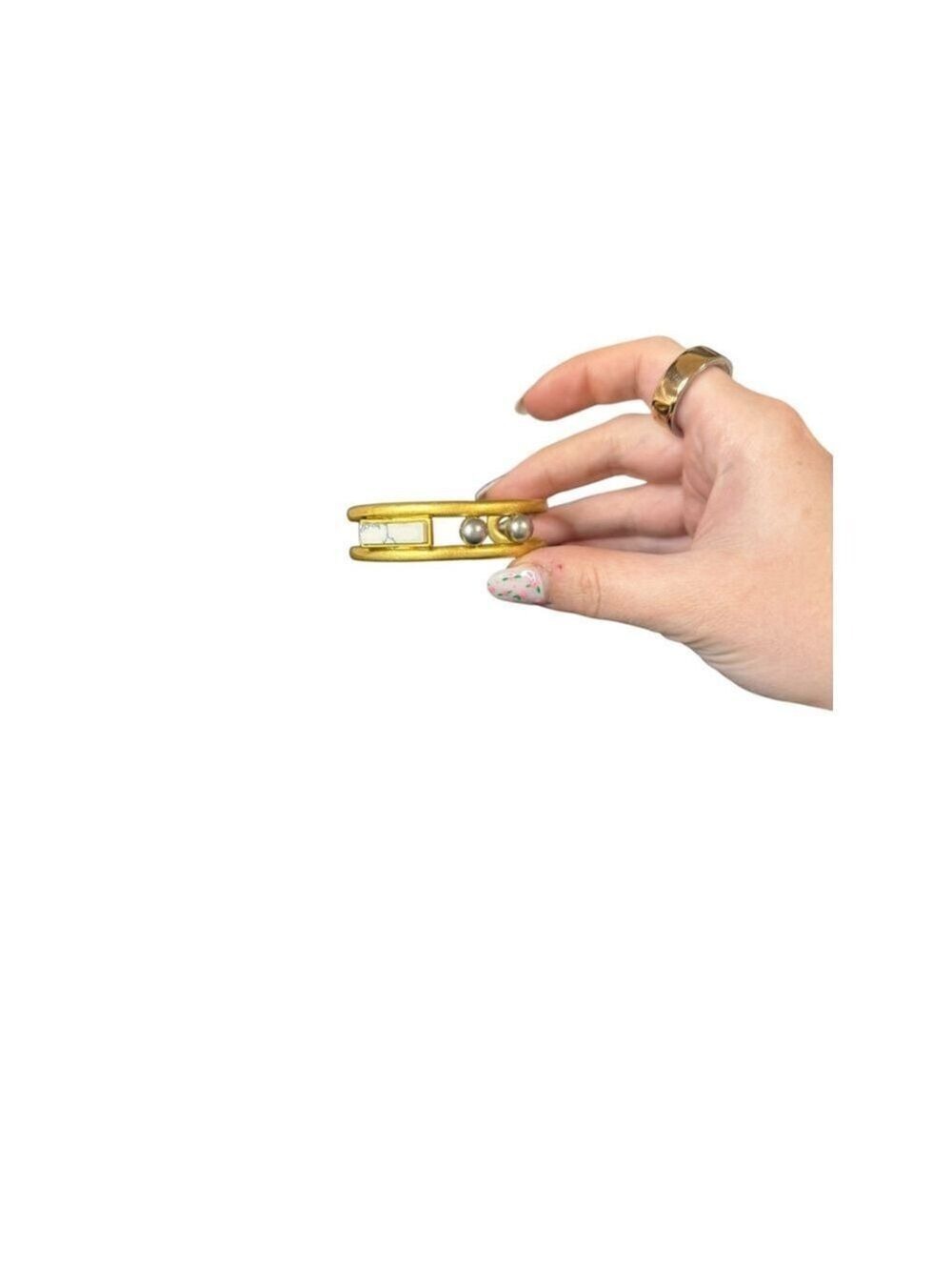 Women's Madewell Gold Tone Cuff Bracelet with White Stone One Size